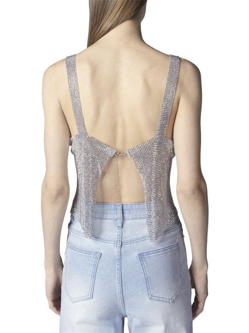 top donna con strass argento Twenty Fourhaitch | NEW CETUSARGENTO